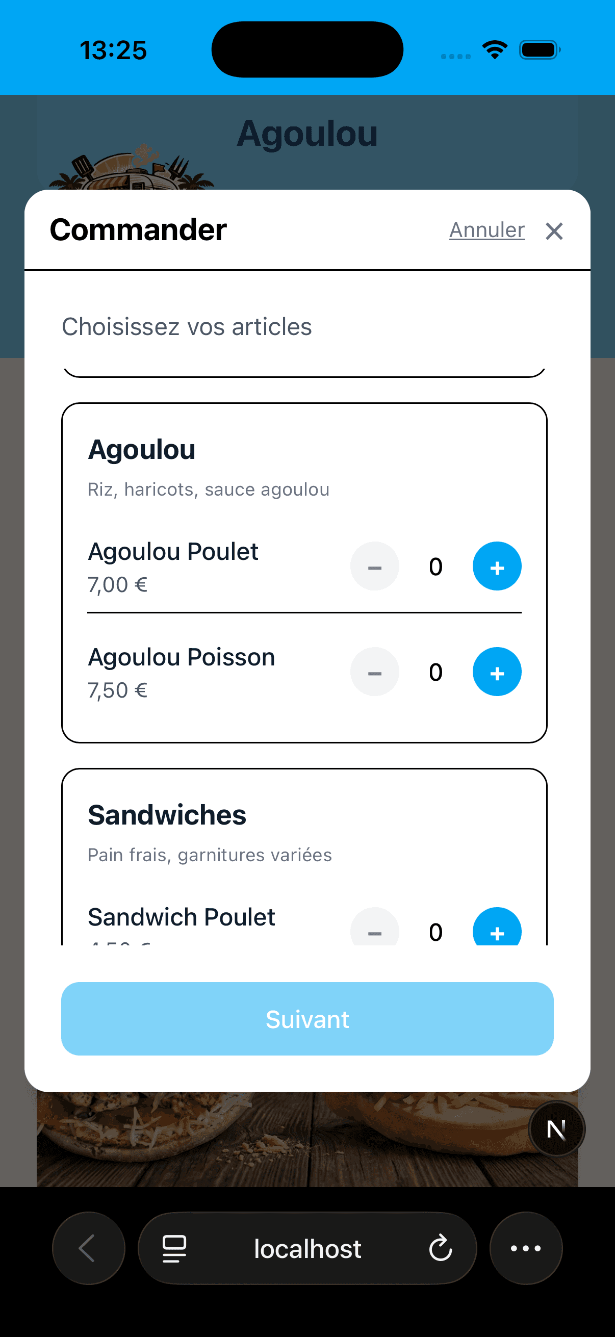 Le panier par catégorie, utilisable à une main.